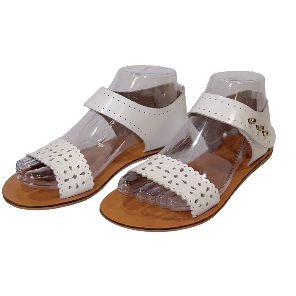 Cooperative Women’s Sandal Cutout White/Gold Size-6-6.5 GUC